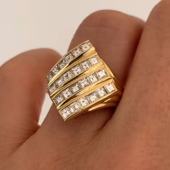2 ctw Square-Cut Four-Row Channel-Set Sapphire Ring