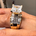 6CTW Princess Cut White Cubic Zirconia 925 Sterling Silver Engagement Ring