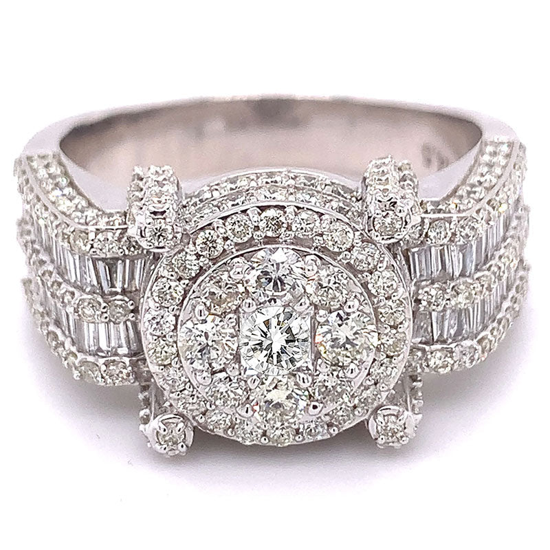 4 CTW Baguette & Round Cut White Cubic Zirconia 925 Sterling Silver Ring