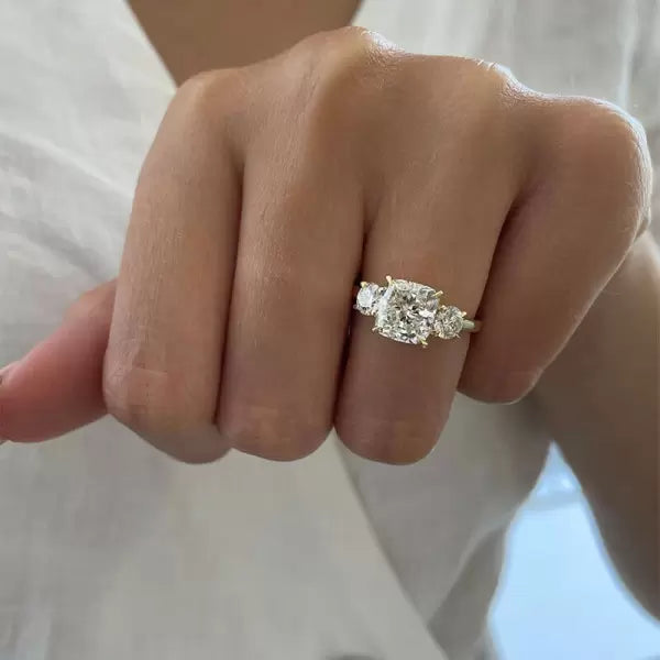 2.5 CTW Cushion Cut White Cubic Zirconia 925 Sterling Silver Engagement Ring
