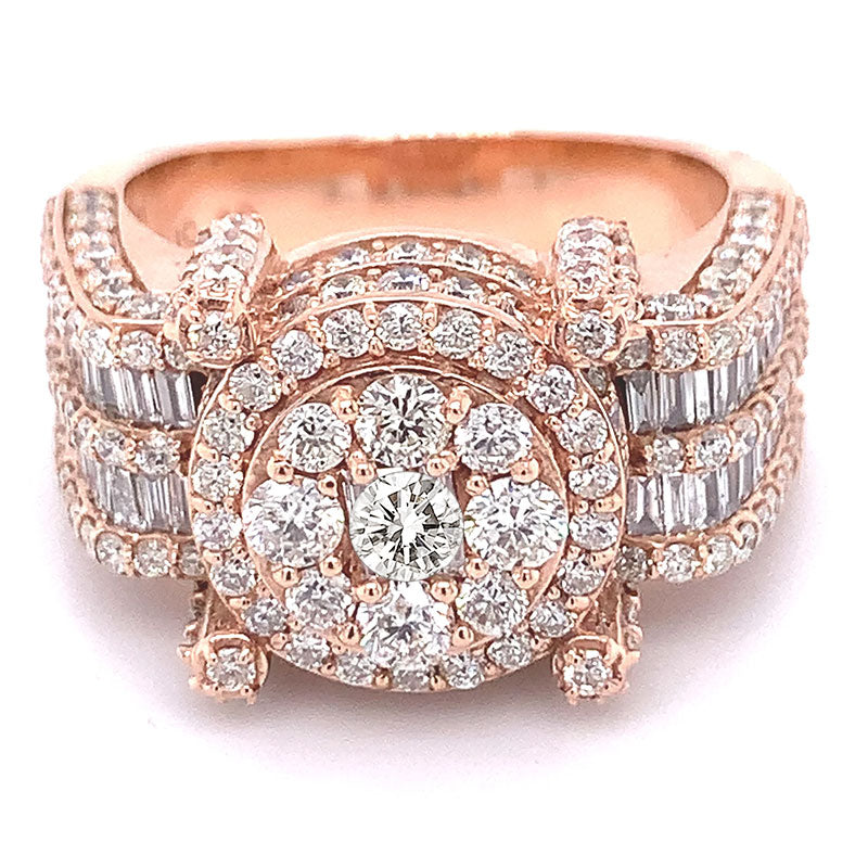 4 CTW Baguette & Round Cut White Cubic Zirconia 925 Sterling Silver Ring