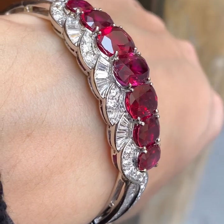 30 ctw Oval-Cut Ruby Bracelet