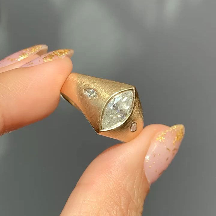 2 ctw Round and Marquise-Cut Vintage-Style Statement Sapphire Ring