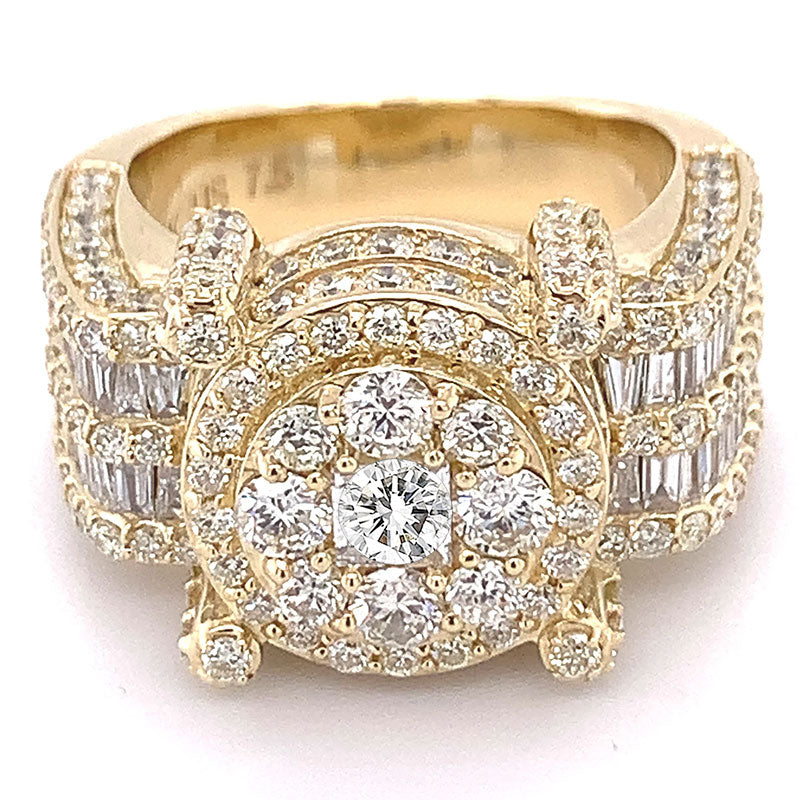 4 CTW Baguette & Round Cut White Cubic Zirconia 925 Sterling Silver Ring
