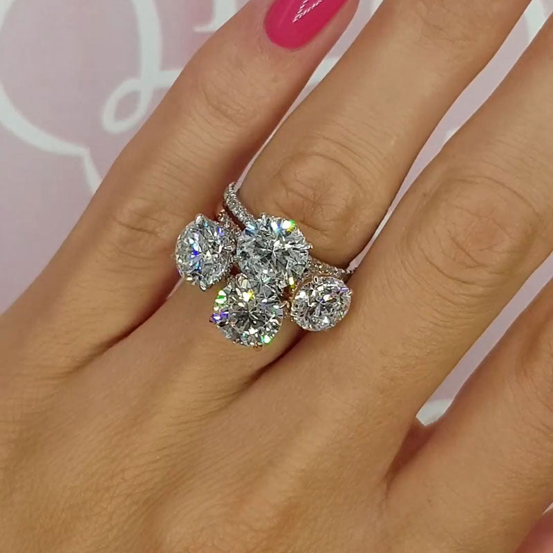 8.22 CTW Round Cut White Cubic Zirconia 925 Sterling Silver Ring