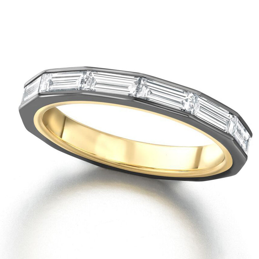 3.5 CTW Baguette & Round Cut White Cubic Zirconia 925 Sterling Silver Stackable-rings
