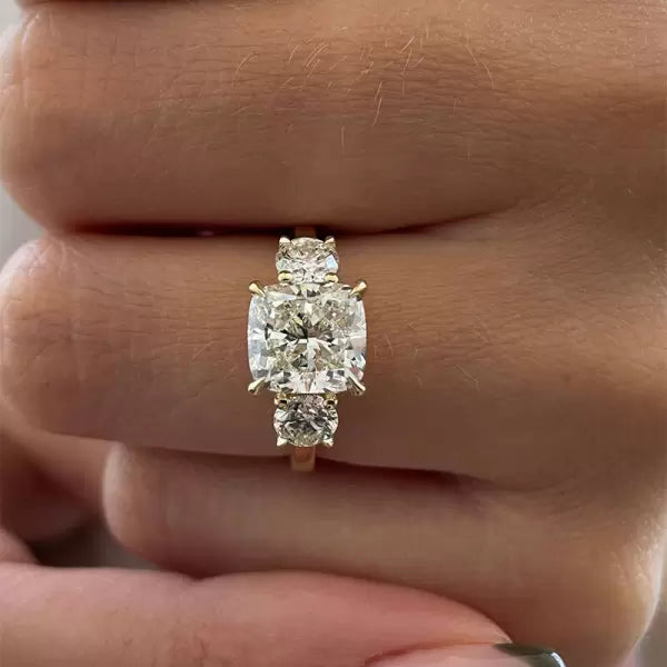 2.5 CTW Cushion Cut White Cubic Zirconia 925 Sterling Silver Engagement Ring