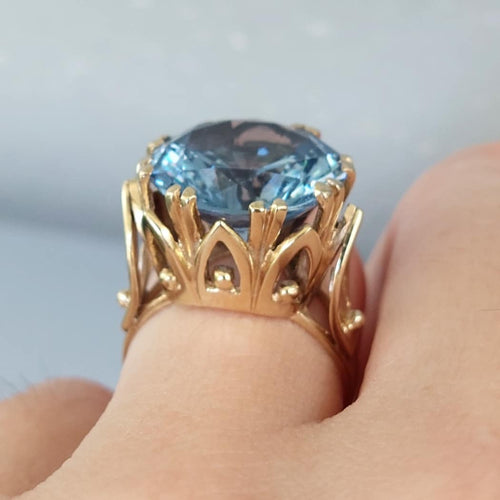 15.56 CT Round Cut Blue Cubic Zirconia 925 Sterling Silver Ring