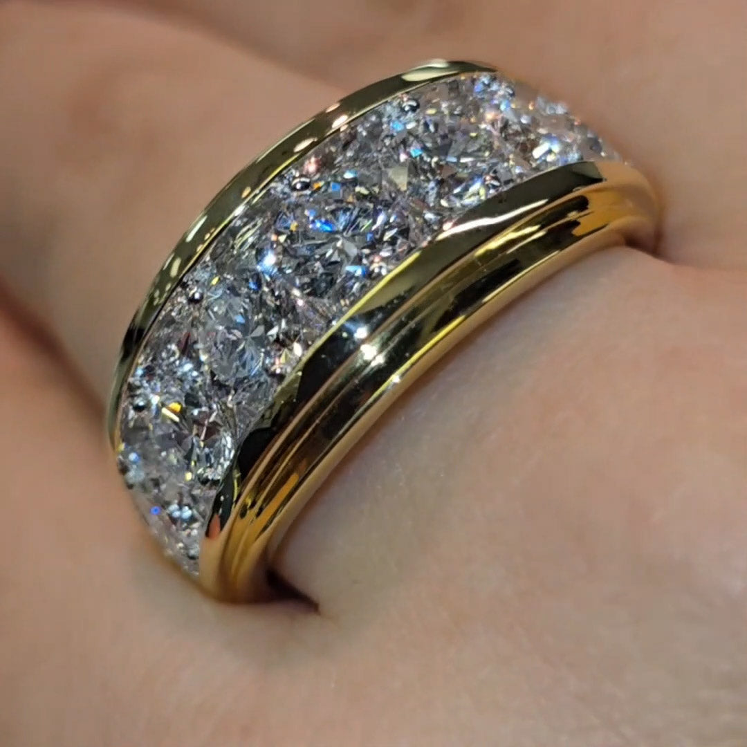 2.2 Ctw Round Cut White Cubic Zirconia 925 Sterling Silver Band