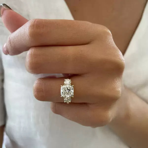 2.5 CTW Cushion Cut White Cubic Zirconia 925 Sterling Silver Engagement Ring
