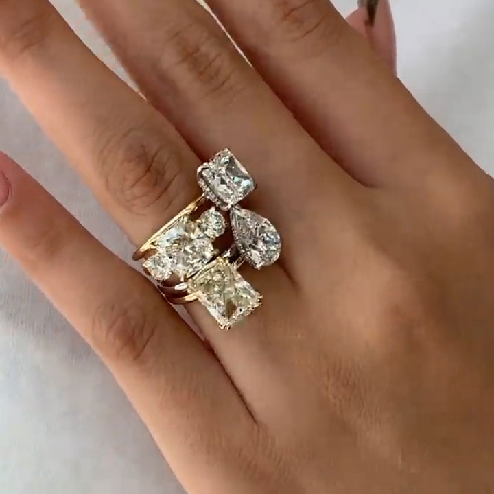 15.83 CTW Multi Cut White Cubic Zirconia 925 Sterling Silver Ring
