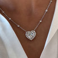 6 CTW Heart Cut White Cubic Zirconia 925 Sterling Silver Vintage Necklace