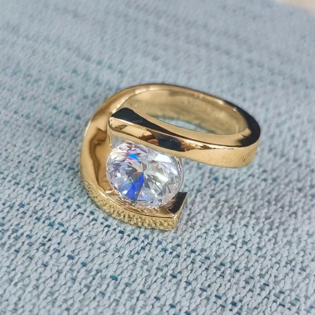 3ct Round Cut White Sapphire Bypass Engagement Ring