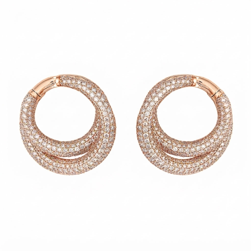 16ctw White Sapphire Paved Double-Hoop Earrings