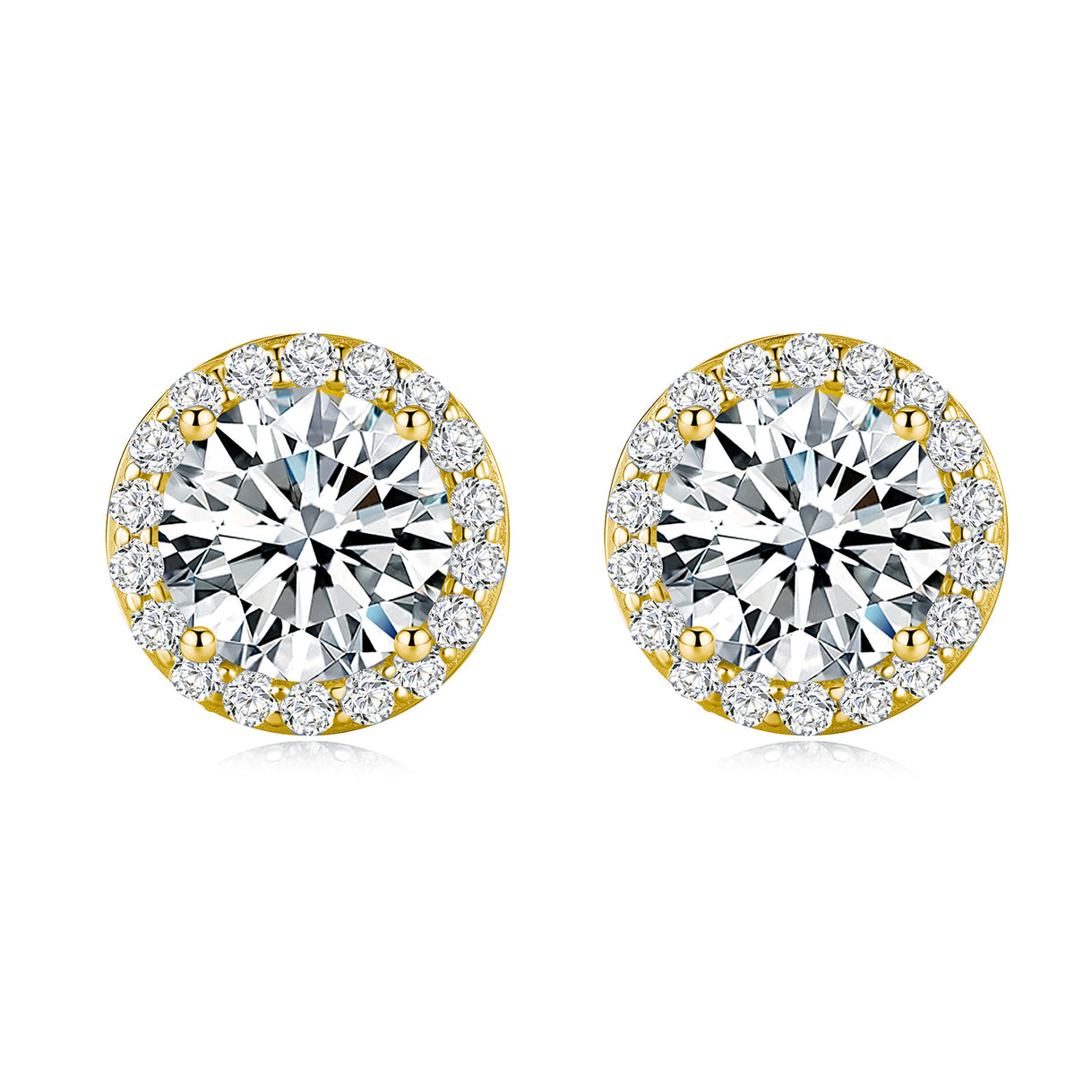 2CT Cubic Zirconia S925 Sterling Silver Halo Stud Earrings