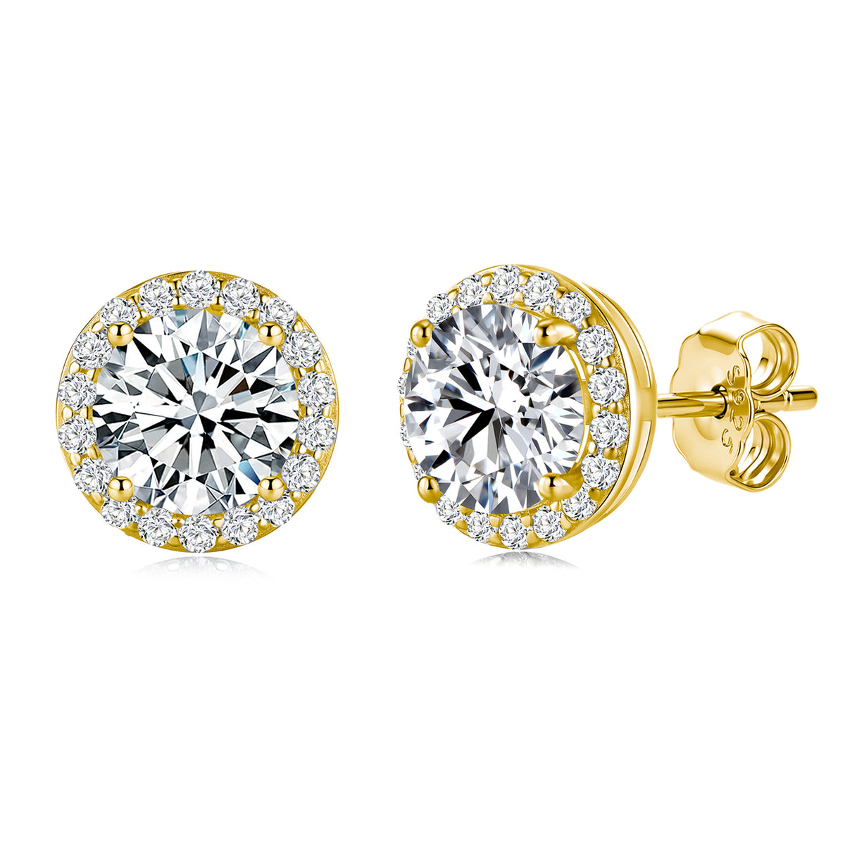 2CT Cubic Zirconia S925 Sterling Silver Halo Stud Earrings