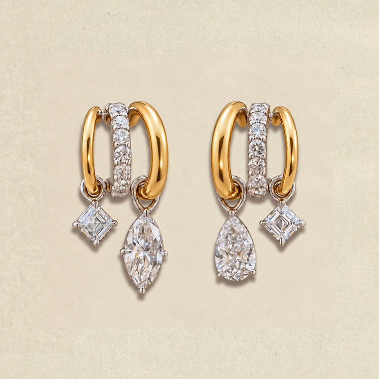 3.0 ctw Multi-Cut Three-Ring Sapphire Pendant and Earrings Set