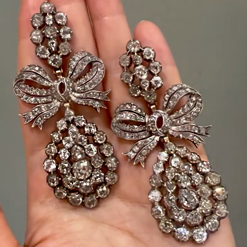 7 CTW Round Cut White Cubic Zirconia 925 Sterling Silver Vintage Earrings