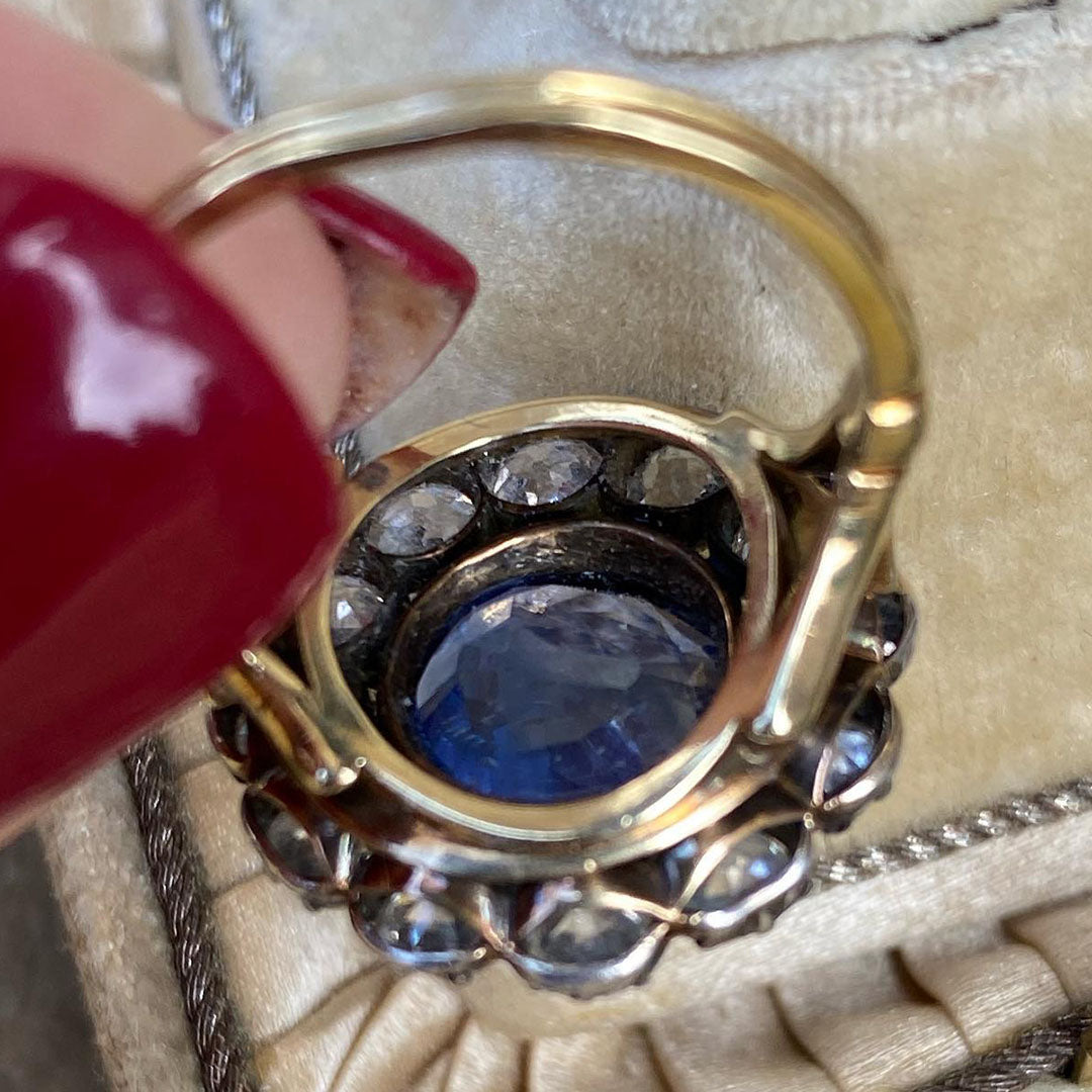 7 CTW  Round Cut Blue Cubic Zirconia 925 Sterling Silver Vintage Ring