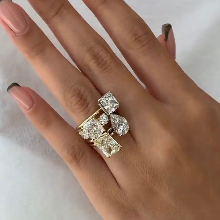 15.83 CTW Multi Cut White Cubic Zirconia 925 Sterling Silver Ring