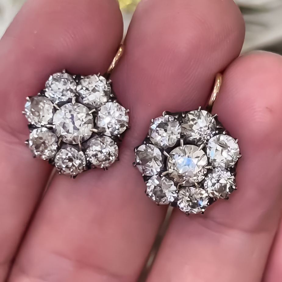 3 CTW Round Cut White Cubic Zirconia 925 Sterling Silver Vintage Earrings