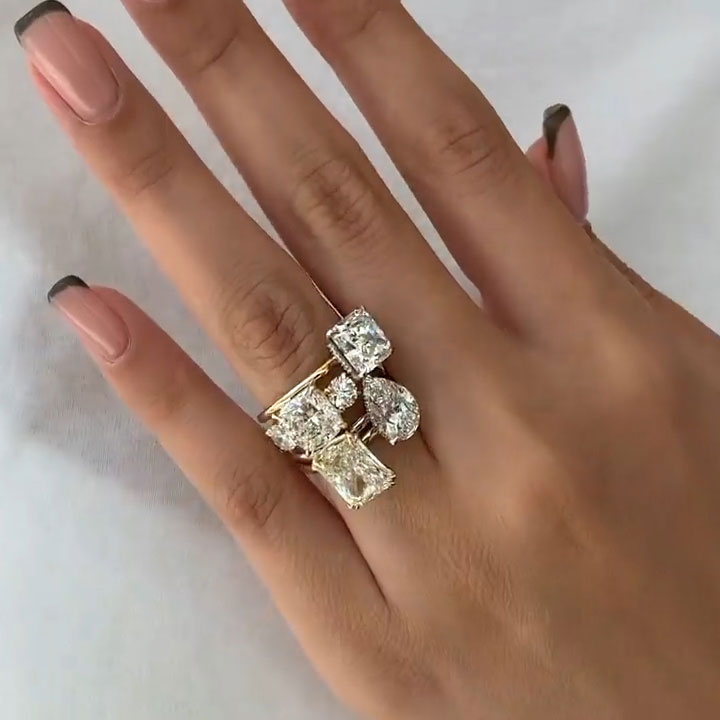 15.83 CTW Multi Cut White Cubic Zirconia 925 Sterling Silver Ring