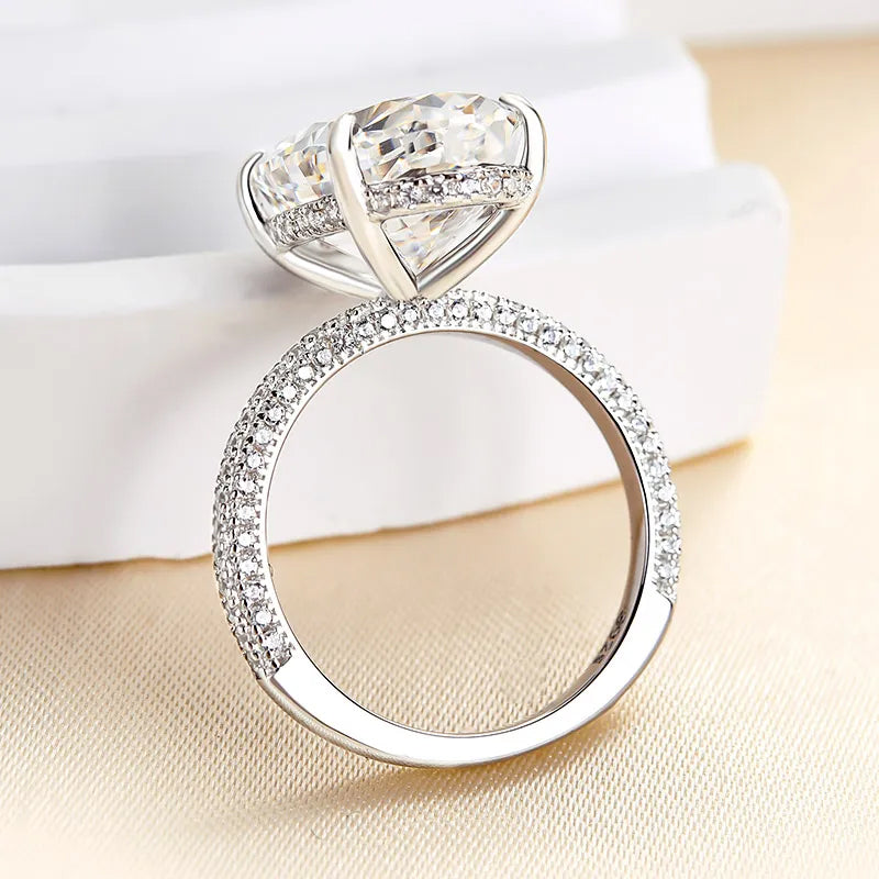 7 CTW Oval Cut White Cubic Zirconia 925 Sterling Silver Engagement Ring
