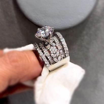 7 CTW Round Cut White Cubic Zirconia 925 Sterling Silver Engagement Ring