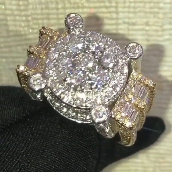4 CTW Baguette & Round Cut White Cubic Zirconia 925 Sterling Silver Ring