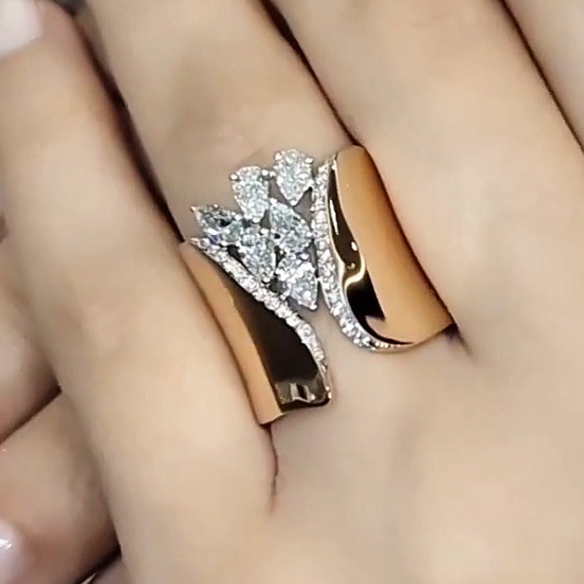 1 CTW Pear Cut White Cubic Zirconia 925 Sterling Silver Fashion Ring