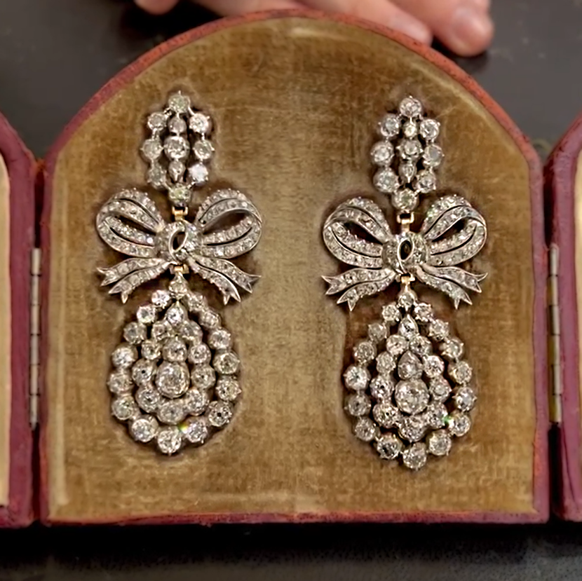 7 CTW Round Cut White Cubic Zirconia 925 Sterling Silver Vintage Earrings