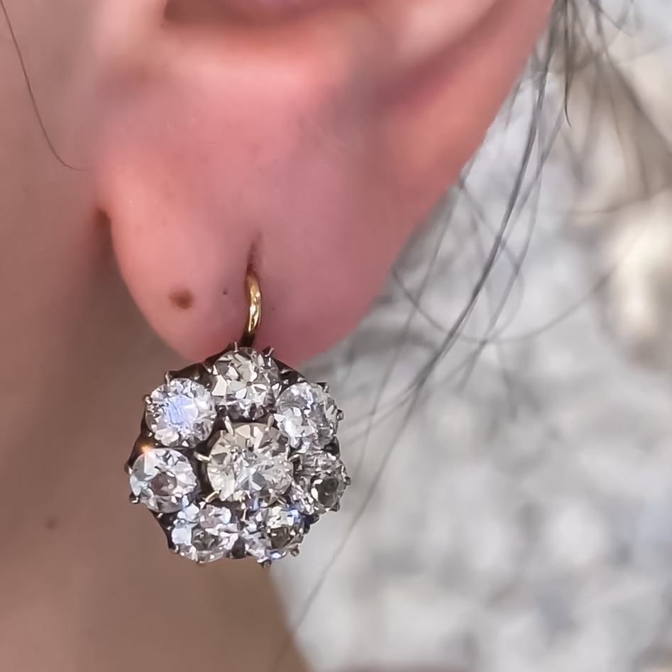 3 CTW Round Cut White Cubic Zirconia 925 Sterling Silver Vintage Earrings