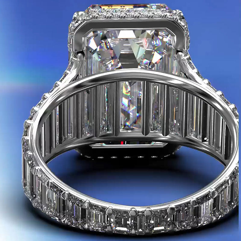 5.6 CTW Emerald Cut White Cubic Zirconia 925 Sterling Silver Engagement Ring