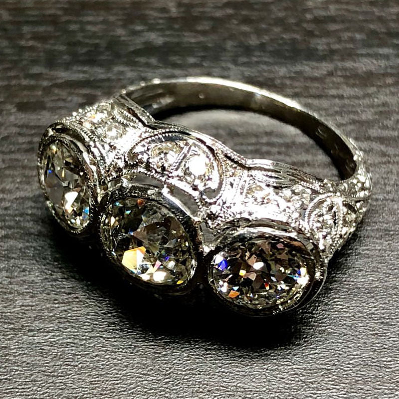 8.3 CTW Round Cut White Cubic Zirconia 925 Sterling Silver Vintage Ring