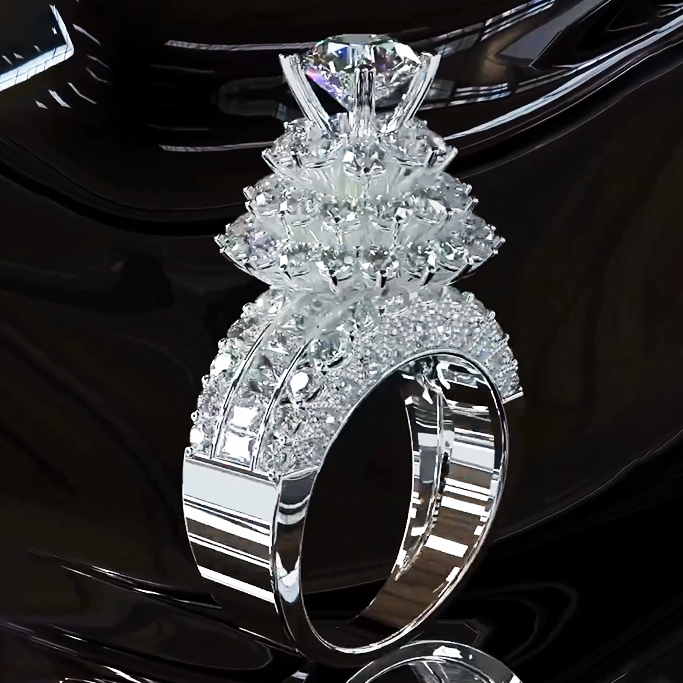 15 CTW Round Cut White Cubic Zirconia 925 Sterling Silver Engagement Ring