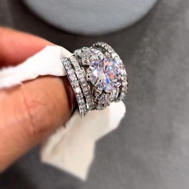 7 CTW Round Cut White Cubic Zirconia 925 Sterling Silver Engagement Ring