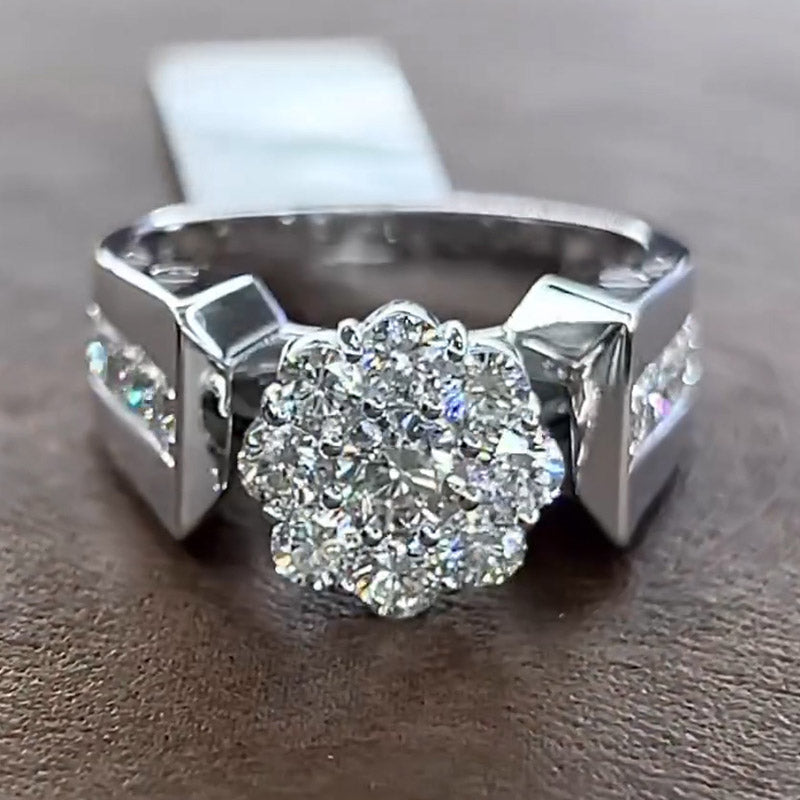 3 CTW Round Cut White Cubic Zirconia 925 Sterling Silver Ring