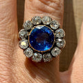 7 CTW  Round Cut Blue Cubic Zirconia 925 Sterling Silver Vintage Ring