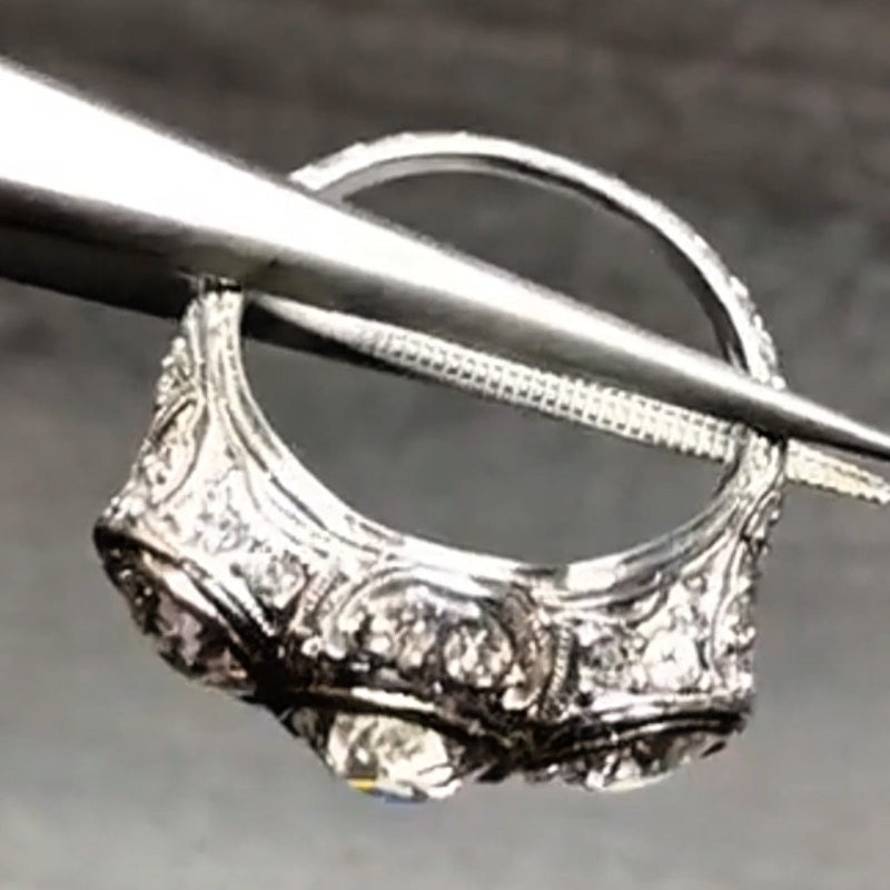 8.3 CTW Round Cut White Cubic Zirconia 925 Sterling Silver Vintage Ring