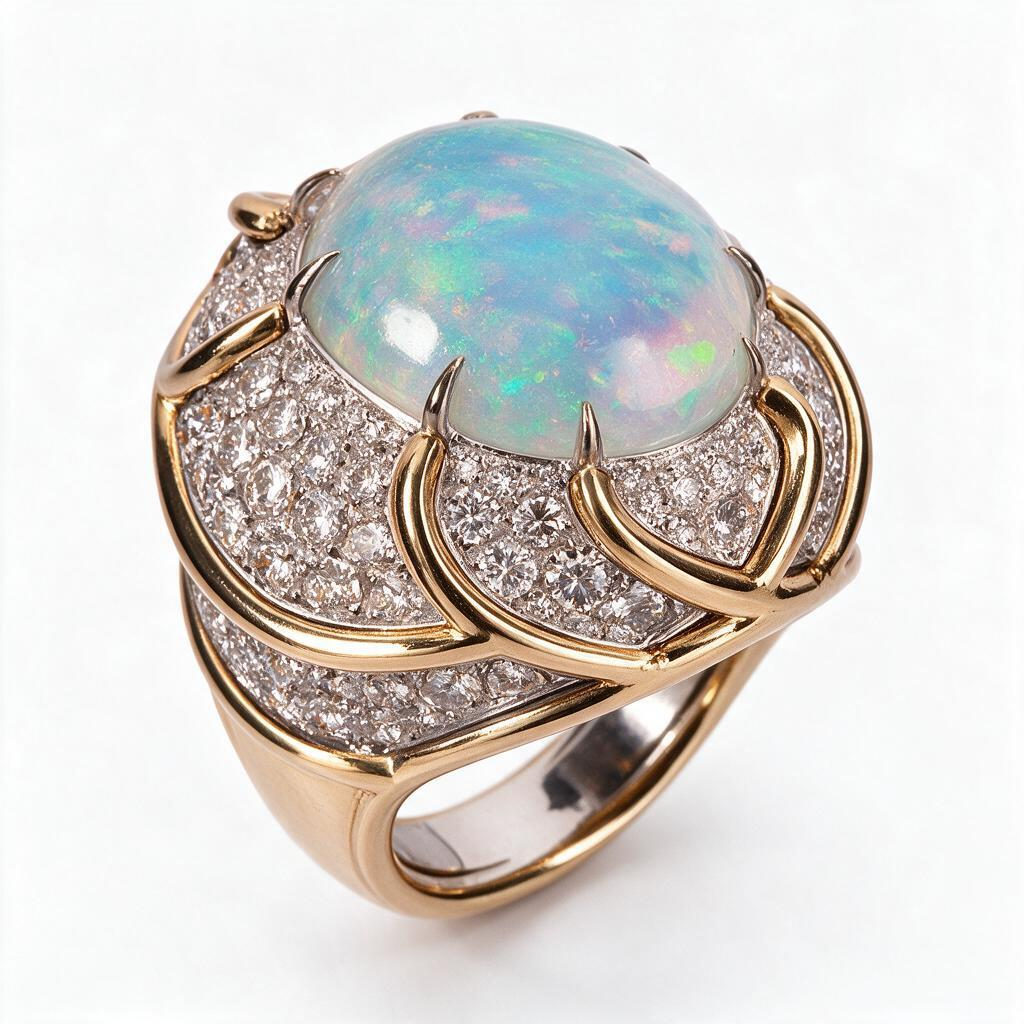 Oval Cut Blue Opal 925 Sterling Silver Ring