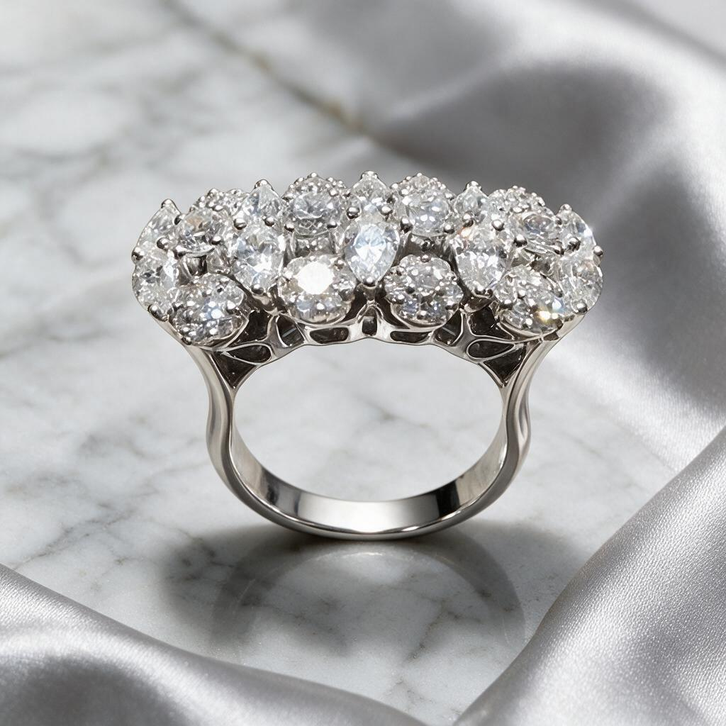 4 CTW Round & Marquise Cut White Cubic Zirconia 925 Sterling Silver Ring