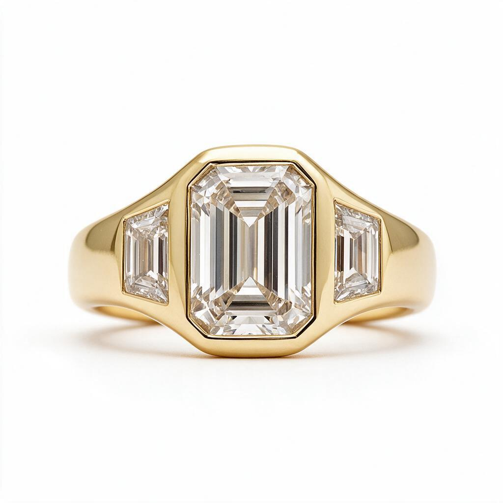 5.5 CTW Emerald Cut White Cubic Zirconia 925 Sterling Silver Engagement Ring
