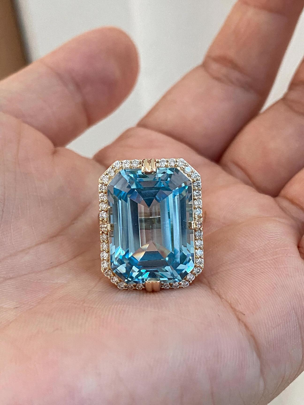 18CT Blue Cubic Zirconia S925 Sterling Silver Ring