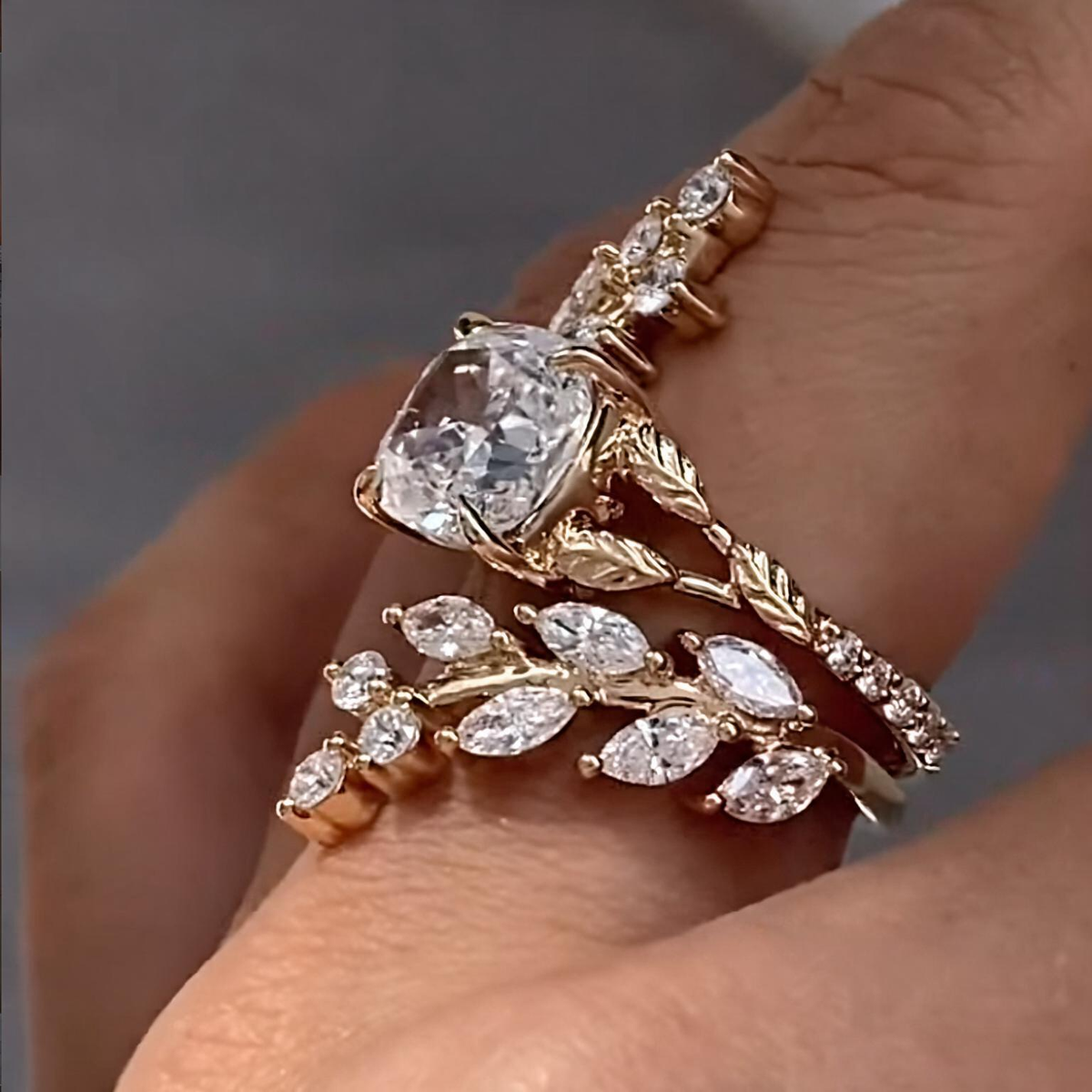 4CT Cubic Zirconia S925 Sterling Silver Botanical Branch Ring