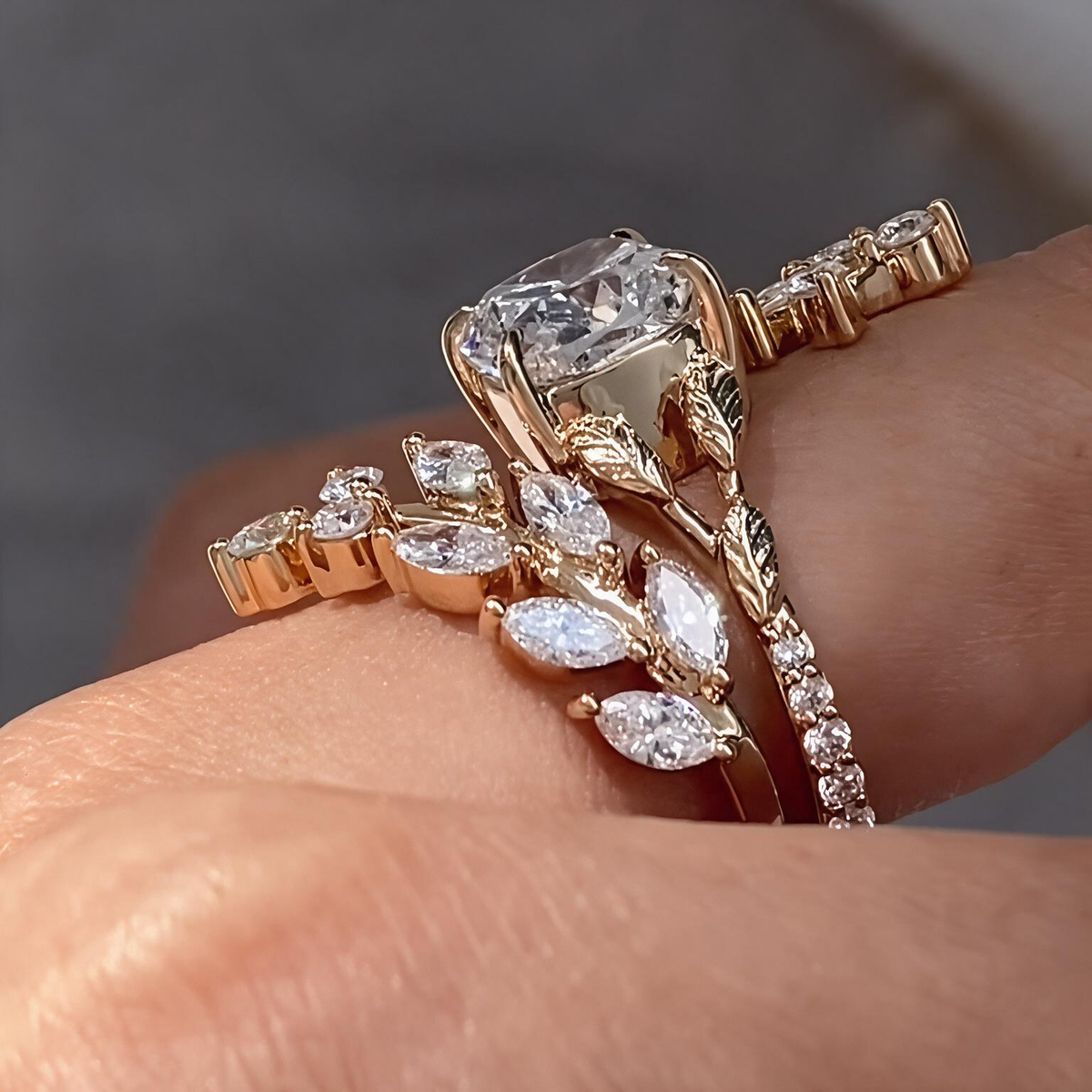 4CT Cubic Zirconia S925 Sterling Silver Botanical Branch Ring