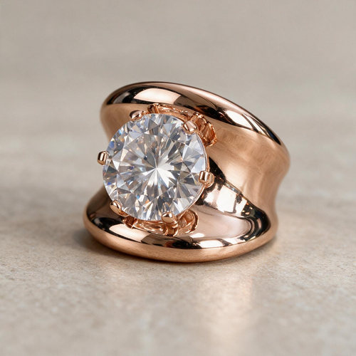 5ct Round Cut Modern Sculptural Engagement Ring