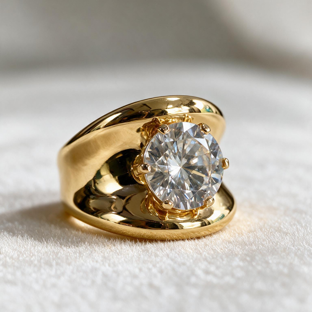 5ct Round Cut Modern Sculptural Engagement Ring
