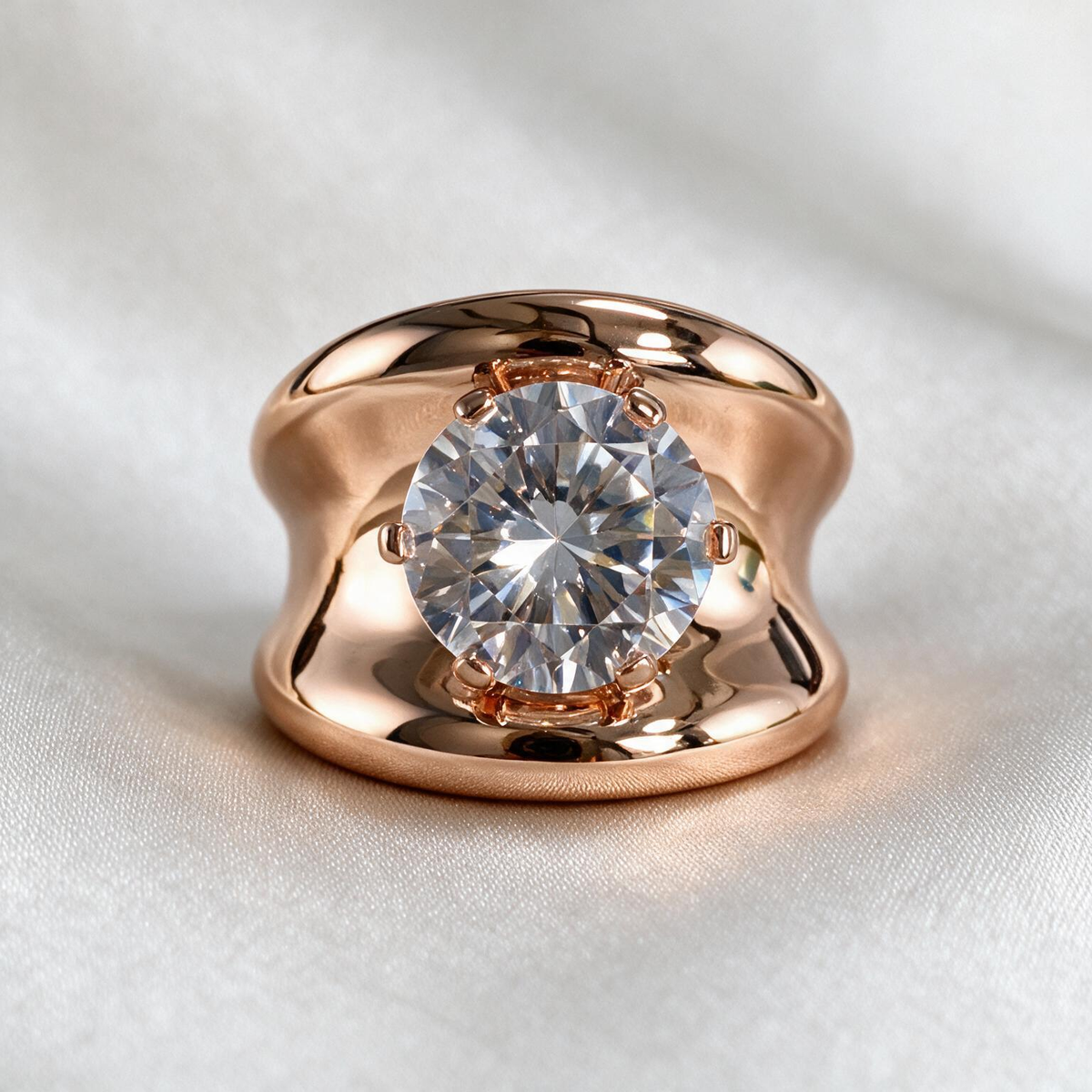 5ct Round Cut Modern Sculptural Engagement Ring