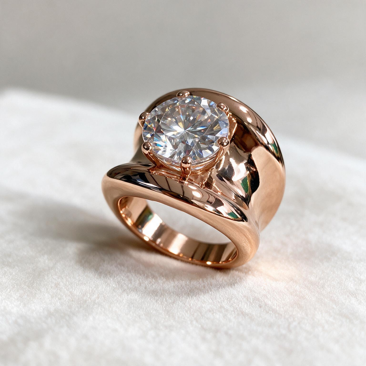 5ct Round Cut Modern Sculptural Engagement Ring