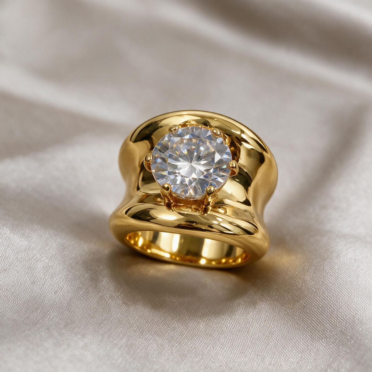 5ct Round Cut Modern Sculptural Engagement Ring